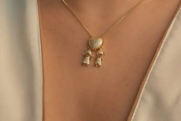 a person wearing a gold necklace