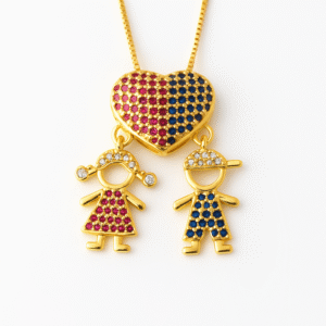 Colar Casal de Filhos - Coração Radiante