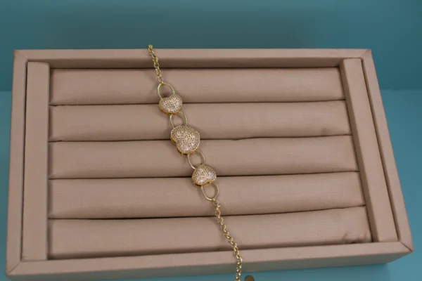 Pulseira corações cravejado