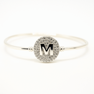 Bracelete prata 925 letra M